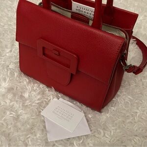 Maison Margiela S56WD0027 SY0331 Col.307 Red Leather Top Handle Bag